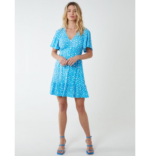 Trapeze Button Through Raglan Mini Dress