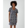 V Neck Shirred Mini Tea Dress With Split