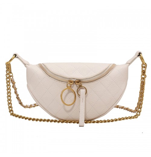 Cream Leather Fanny Pack