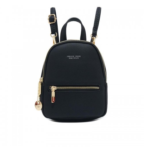 Leather Zip Top Backpack Purse