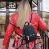 Leather Zip Top Backpack Purse