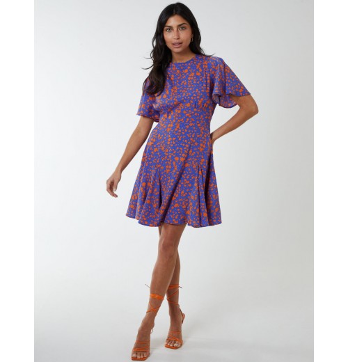 Godet Insert Mini Dress With Tie