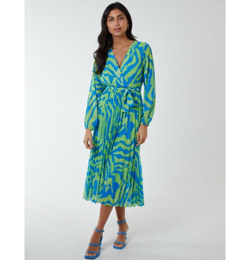 Swirl Pleated Print Dress